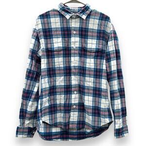 Bonobos Slim Fit White, Blue & Red Plaid Long Sleeve Button‎ Down Shirt Sz L
